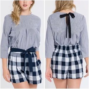 English Factory pinstripe pleated top
